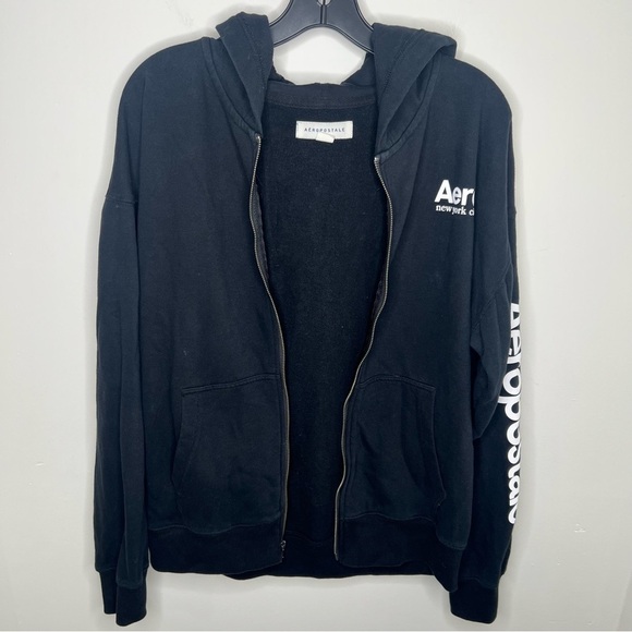 AEROPOSTALE Mens Black Full Zip Sweater Hoodie Size Small - Picture 6 of 11